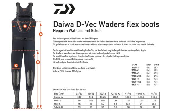 Daiwa Spodniobuty D-Vec Flex rozm. 38/39