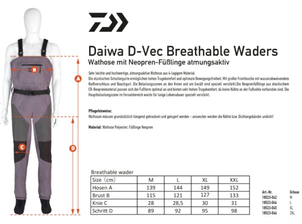 Daiwa Spodnie do brodzenia D-Vec Breathable Waders